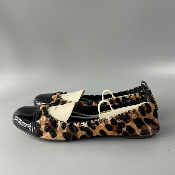 Tory Burch Black/Brown Abbey Ballerina Leather Leopard Slip-on Flats, 7M - Picture 5 of 11